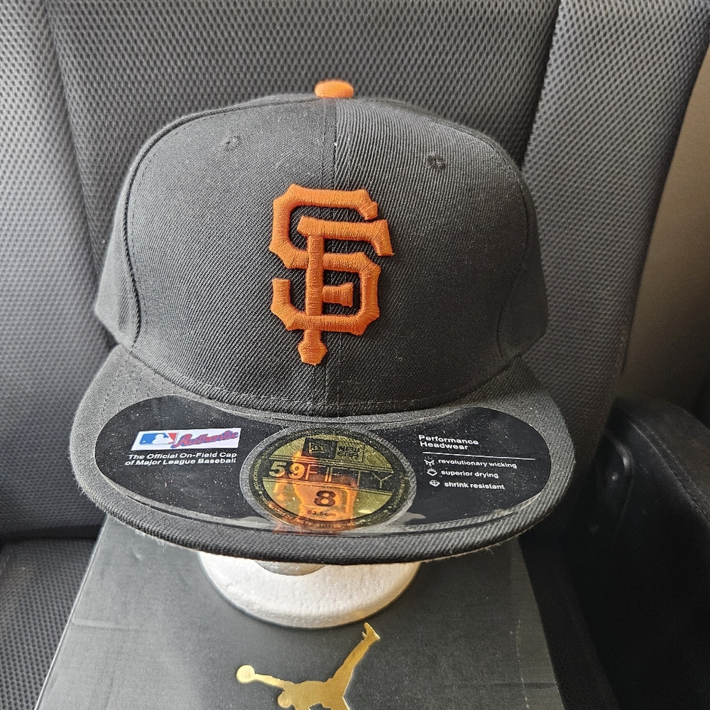 Black & Orange Baseball Cap San Francisco Giants Hat Size 8 New Era 59Fifty 5950
